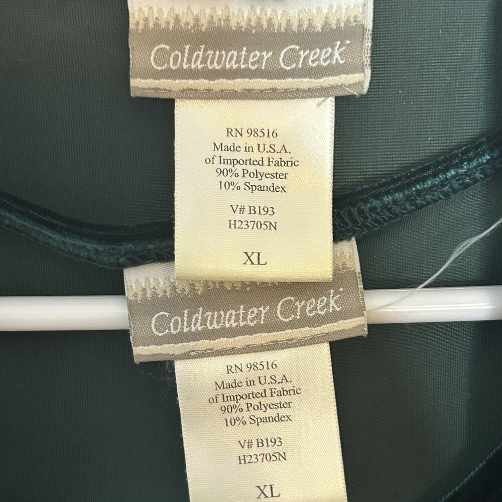 Coldwater Creek Formal Dress and Jacket XL Green Velour Gold Beads 2 Piece Set - Picture 8 of 11